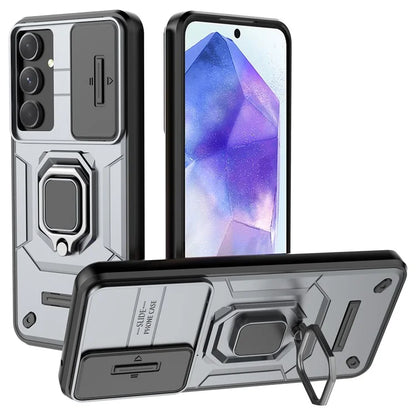 For Samsung Galaxy A55 5G Case PC+TPU Anti-scratch Phone Protective Cover with Slide Lens Cover