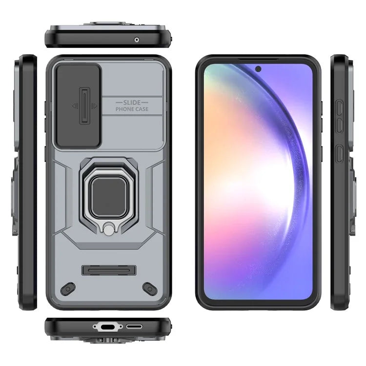 For Samsung Galaxy A55 5G Case PC+TPU Anti-scratch Phone Protective Cover with Slide Lens Cover