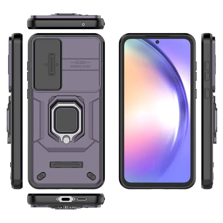 For Samsung Galaxy A55 5G Case PC+TPU Anti-scratch Phone Protective Cover with Slide Lens Cover