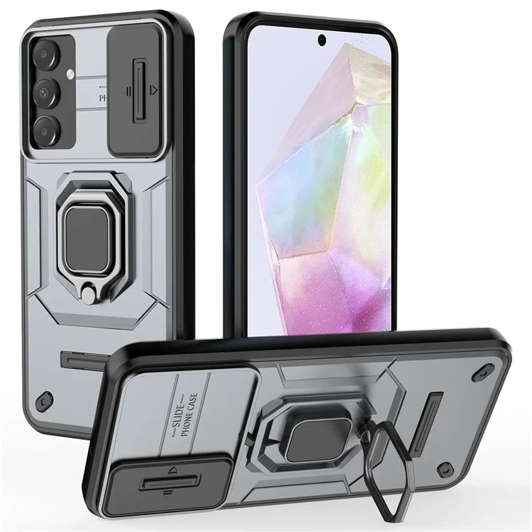 For Samsung Galaxy A15 4G / A15 5G Protective Case Slide Lens Cover PC+TPU Phone Shell