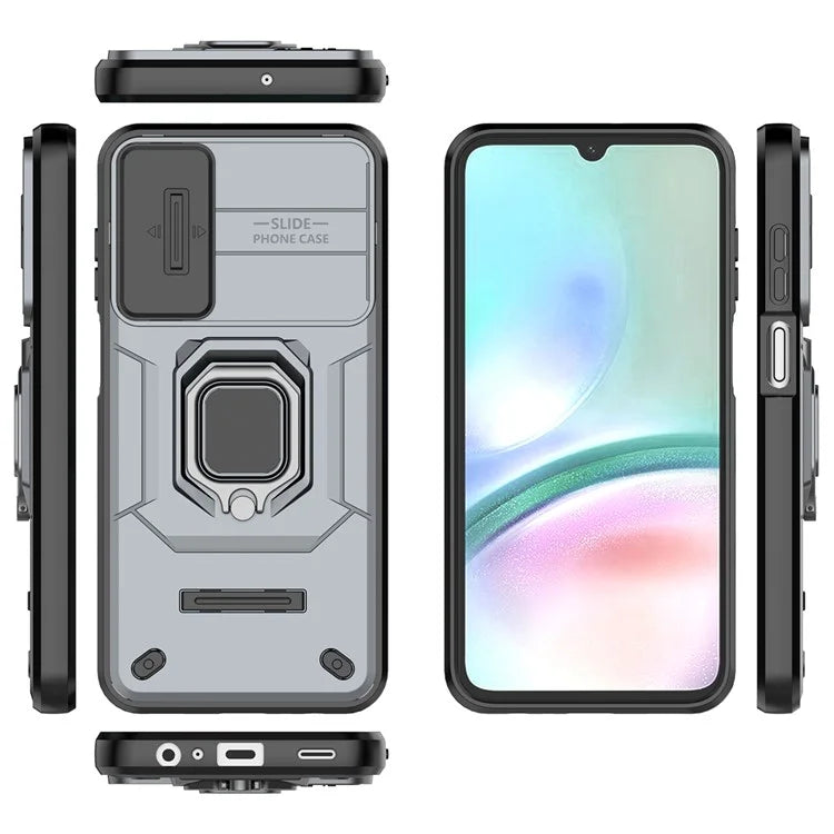 For Samsung Galaxy A15 4G / A15 5G Protective Case Slide Lens Cover PC+TPU Phone Shell
