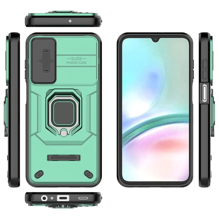For Samsung Galaxy A15 4G / A15 5G Protective Case Slide Lens Cover PC+TPU Phone Shell