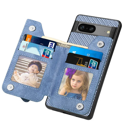 C1-04 For Google Pixel 7a Case Zipper Kickstand Leather Carbon Fiber Texture Back Cover