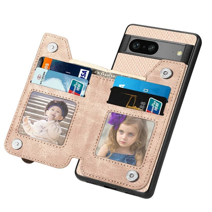 C1-04 For Google Pixel 7a Case Zipper Kickstand Leather Carbon Fiber Texture Back Cover