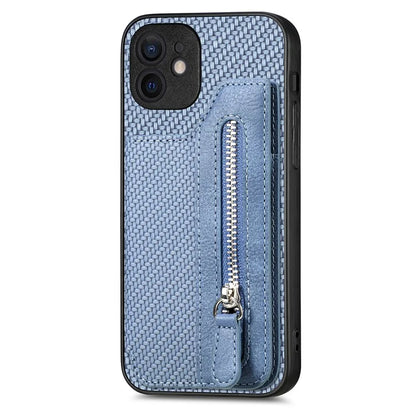 C1-04 For iPhone 12 Case Leather+PC+TPU Phone Cover with Zipper Wallet Kickstand