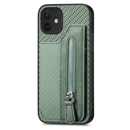 C1-04 For iPhone 12 Case Leather+PC+TPU Phone Cover with Zipper Wallet Kickstand