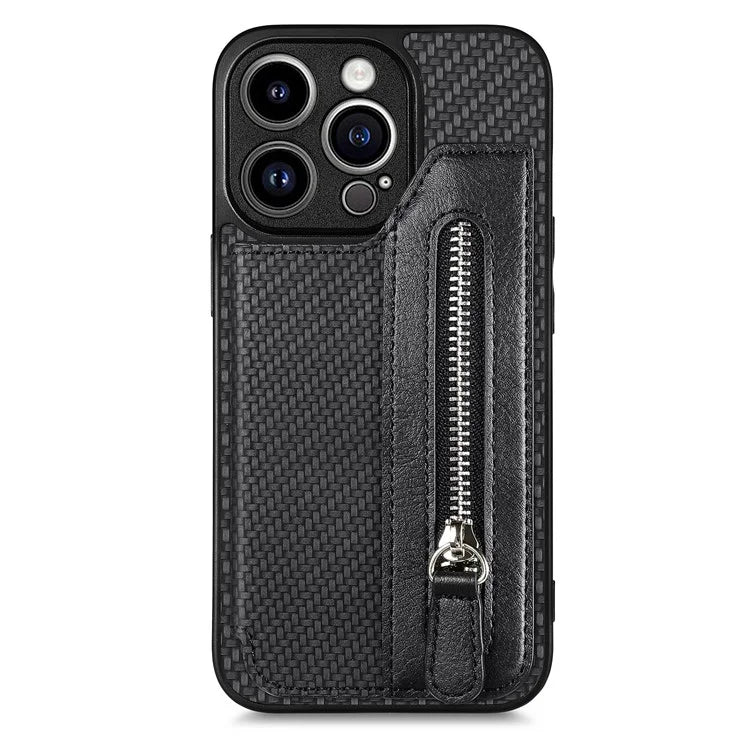 C1-04 For iPhone 13 Pro Wallet Case Kickstand Anti-Drop PU+PC+TPU Phone Cover