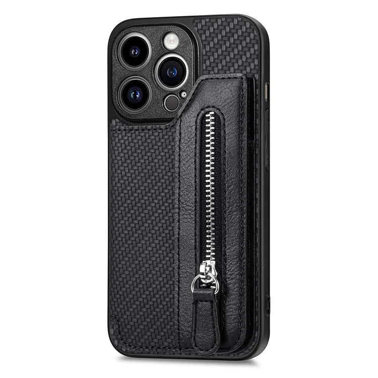 C1-04 For iPhone 13 Pro Wallet Case Kickstand Anti-Drop PU+PC+TPU Phone Cover