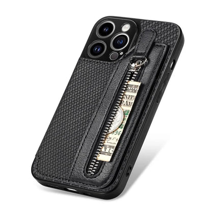 C1-04 For iPhone 13 Pro Wallet Case Kickstand Anti-Drop PU+PC+TPU Phone Cover