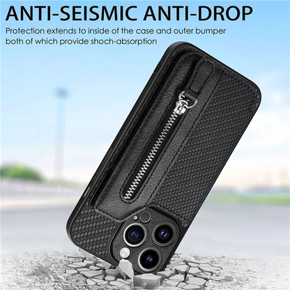 C1-04 For iPhone 13 Pro Wallet Case Kickstand Anti-Drop PU+PC+TPU Phone Cover