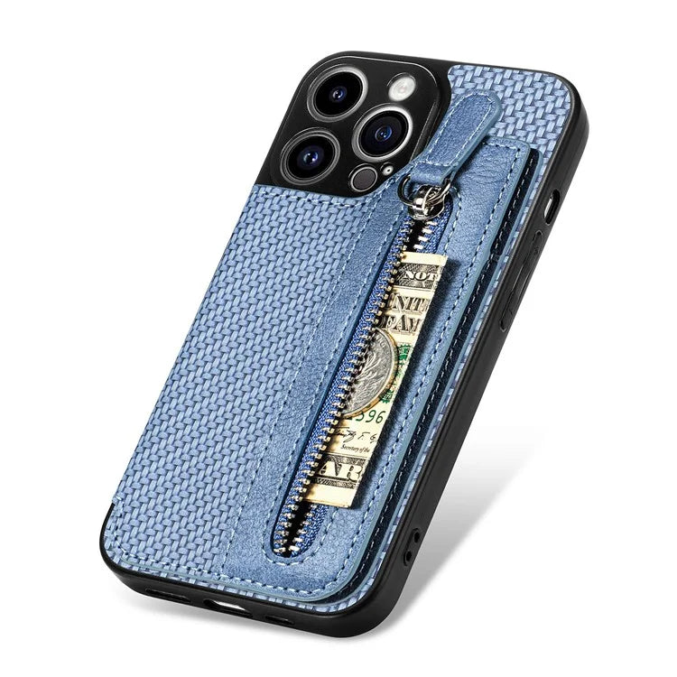C1-04 For iPhone 13 Pro Wallet Case Kickstand Anti-Drop PU+PC+TPU Phone Cover