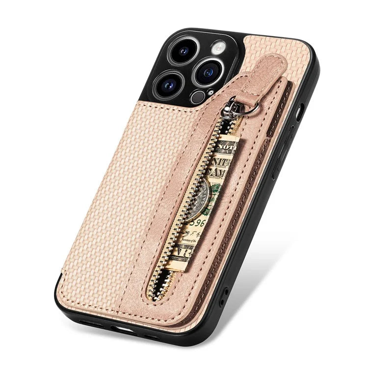 C1-04 For iPhone 13 Pro Wallet Case Kickstand Anti-Drop PU+PC+TPU Phone Cover