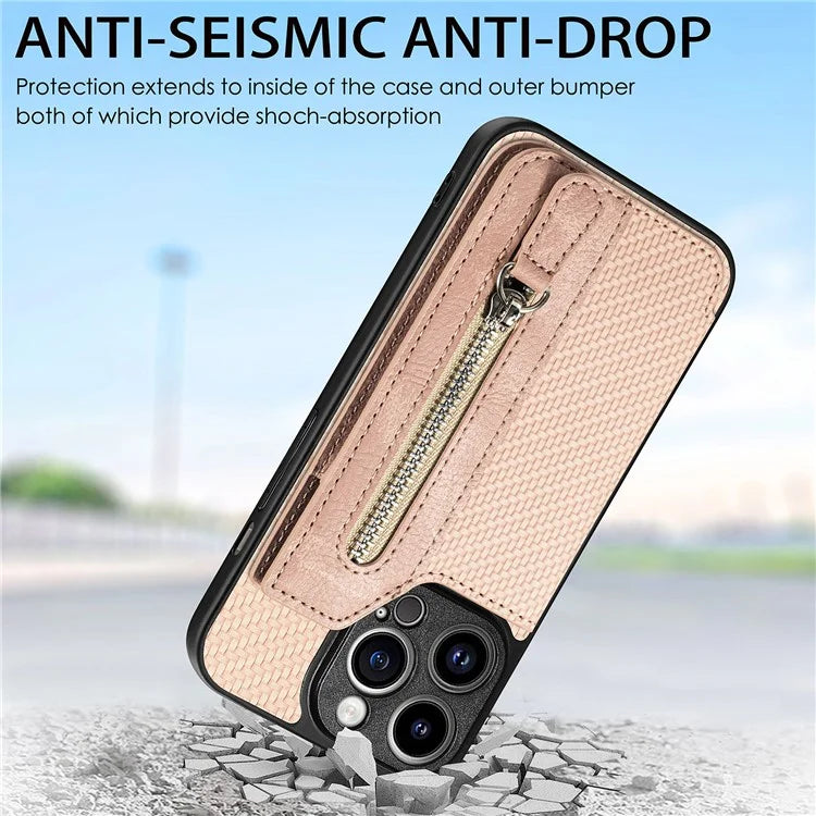 C1-04 For iPhone 13 Pro Wallet Case Kickstand Anti-Drop PU+PC+TPU Phone Cover
