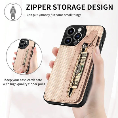 C1-04 For iPhone 13 Pro Wallet Case Kickstand Anti-Drop PU+PC+TPU Phone Cover