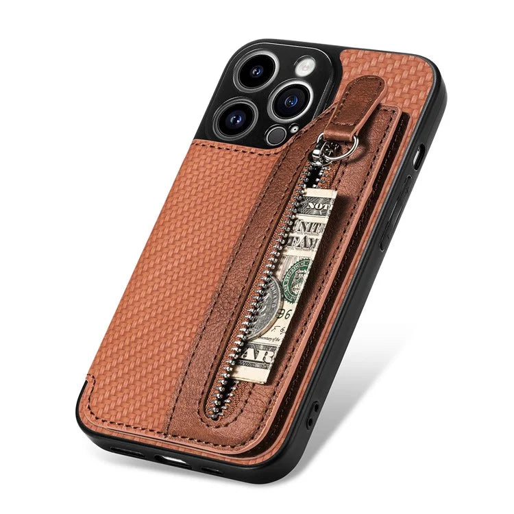 C1-04 For iPhone 13 Pro Wallet Case Kickstand Anti-Drop PU+PC+TPU Phone Cover