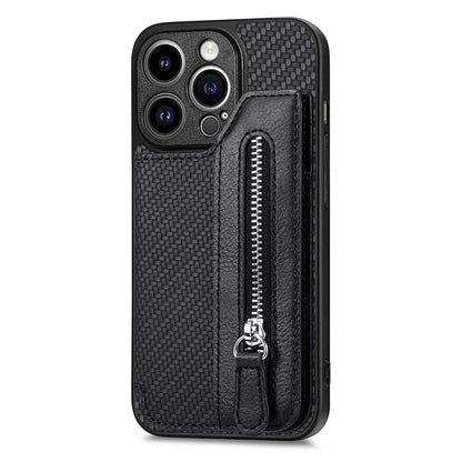 C1-04 For iPhone 13 Pro Max 6.7 inch Case Zipper Pocket Kickstand Back Phone Shell