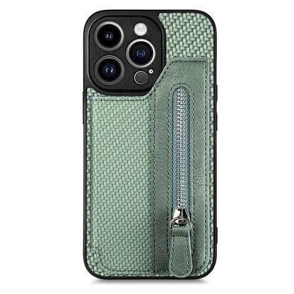 C1-04 For iPhone 13 Pro Max 6.7 inch Case Zipper Pocket Kickstand Back Phone Shell