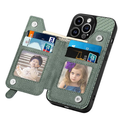 C1-04 For iPhone 13 Pro Max 6.7 inch Case Zipper Pocket Kickstand Back Phone Shell
