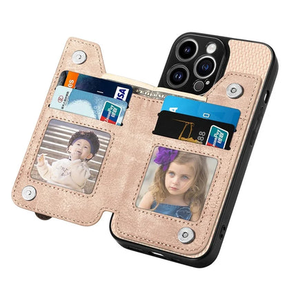 C1-04 For iPhone 13 Pro Max 6.7 inch Case Zipper Pocket Kickstand Back Phone Shell