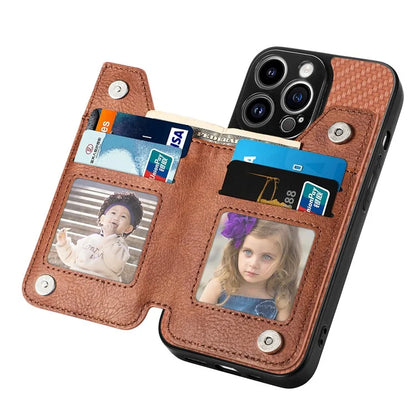 C1-04 For iPhone 13 Pro Max 6.7 inch Case Zipper Pocket Kickstand Back Phone Shell