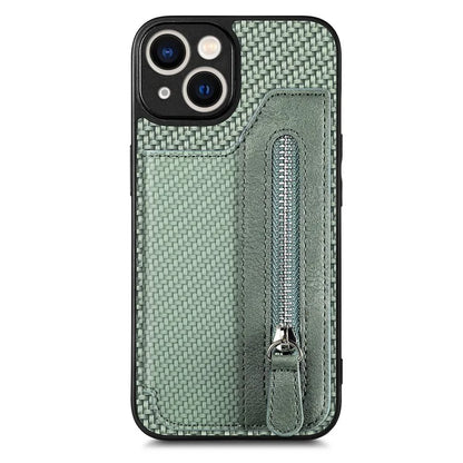 C1-04 For iPhone 13 Case PU Leather+PC+TPU Zipper Pocket Phone Cover with Card Holder