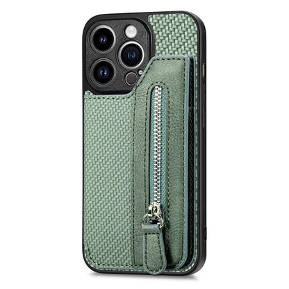 C1-04 For iPhone 14 Pro Case Leather Zipper Pocket Phone Cover with Kickstand
