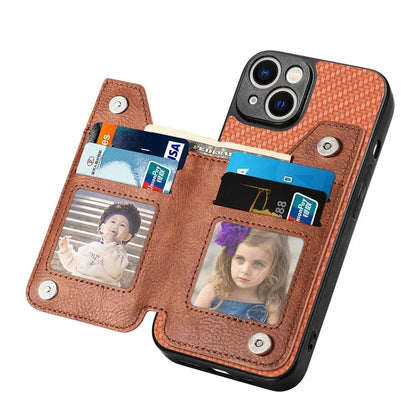 C1-04 For iPhone 14 Zipper Pocket PU Leather+PC+TPU Case Phone Cover with Card Holder