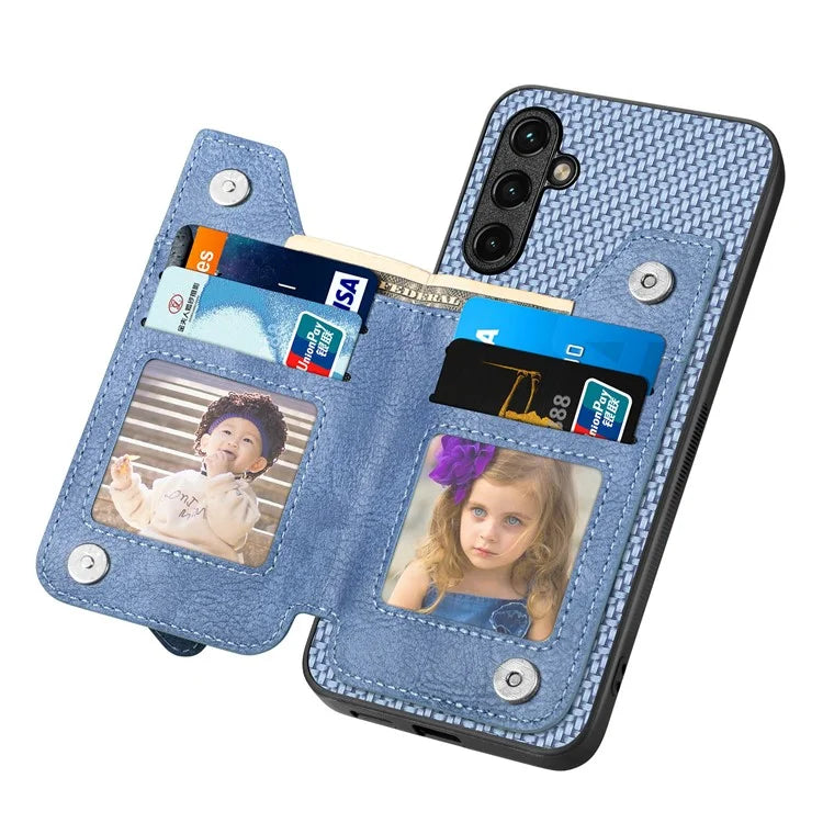 C1-04 For Samsung Galaxy A05s 4G Case Zipper Pocket Leather Coated PC+TPU Anti-drop Phone Cover