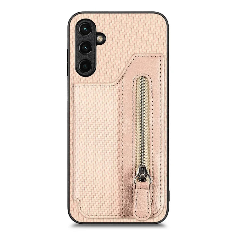 C1-04 For Samsung Galaxy A14 4G / 5G Zipper Pocket Case PU Leather+PC+TPU Phone Cover with Card Holder