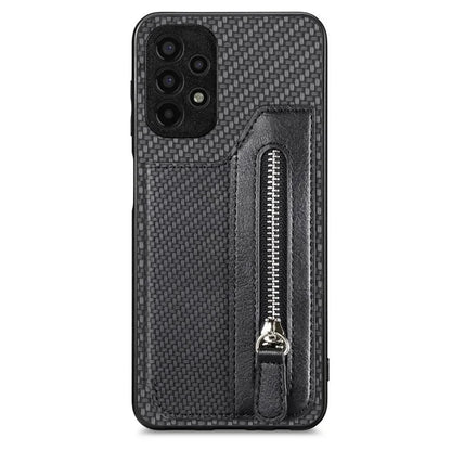C1-04 For Samsung Galaxy A13 4G Case Carbon Fiber Texture Leather+PC+TPU Zipper Phone Cover