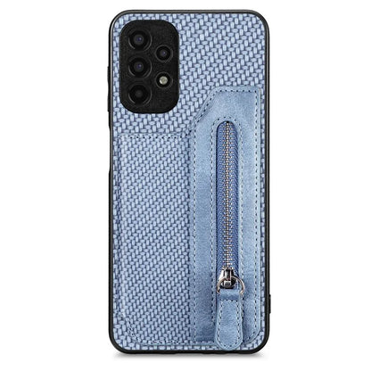 C1-04 For Samsung Galaxy A13 4G Case Carbon Fiber Texture Leather+PC+TPU Zipper Phone Cover