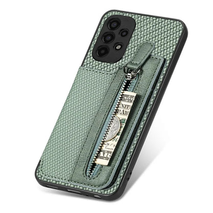 C1-04 For Samsung Galaxy A13 4G Case Carbon Fiber Texture Leather+PC+TPU Zipper Phone Cover