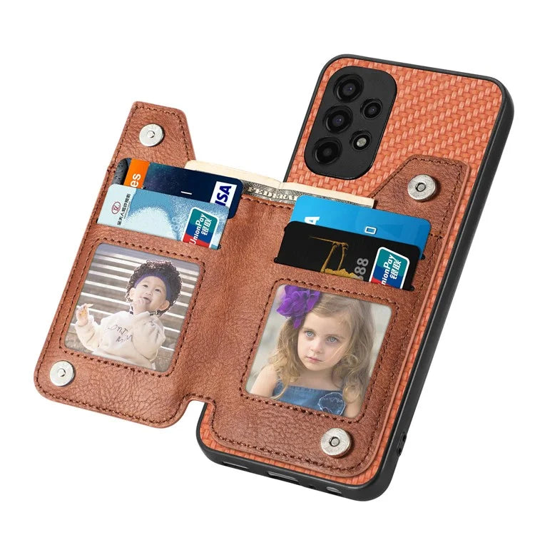 C1-04 For Samsung Galaxy A13 4G Case Carbon Fiber Texture Leather+PC+TPU Zipper Phone Cover