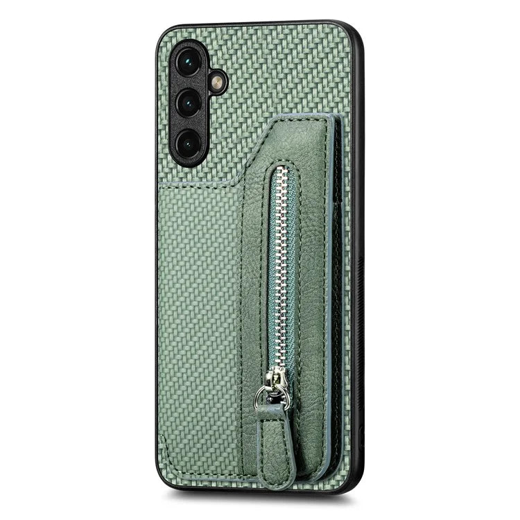 C1-04 For Samsung Galaxy A24 4G (162.1 x 77.6 x 8.3mm) Case Zipper Pocket Kickstand Phone Cover
