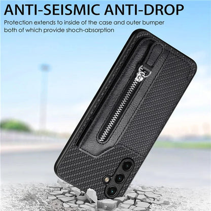 C1-04 For Samsung Galaxy A25 5G (Global) (161.0 x 76.5 x 8.3mm) Case Leather+PC+TPU Zipper Wallet Phone Shell
