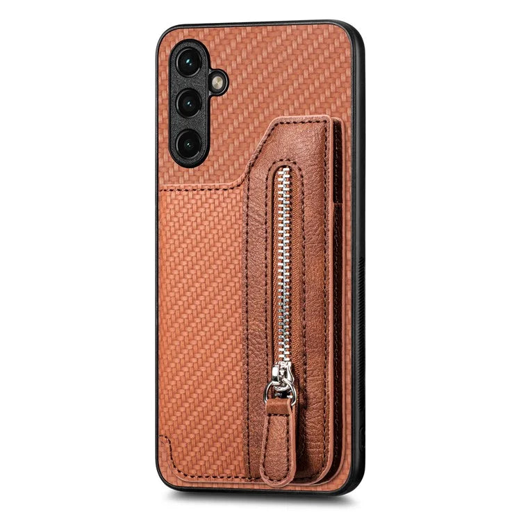 C1-04 For Samsung Galaxy A34 5G Zipper Pocket PU Leather+PC+TPU Case Phone Cover with Card Holder