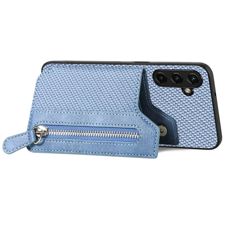 C1-04 For Samsung Galaxy A55 5G Case Leather+PC+TPU Zipper Pocket Kickstand Phone Cover