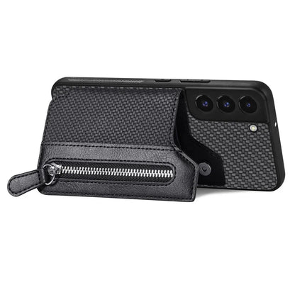 C1-04 For Samsung Galaxy S22+ 5G Case Zipper Wallet Leather Coated PC+TPU Phone Cover