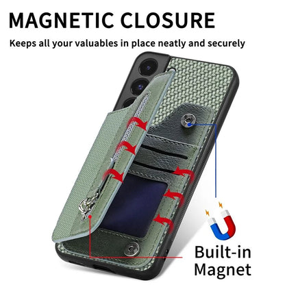 C1-04 For Samsung Galaxy S22+ 5G Case Zipper Wallet Leather Coated PC+TPU Phone Cover