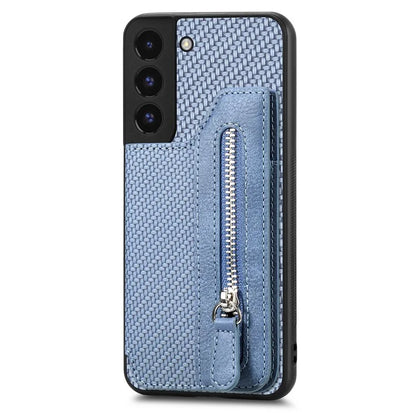 C1-04 For Samsung Galaxy S22+ 5G Case Zipper Wallet Leather Coated PC+TPU Phone Cover