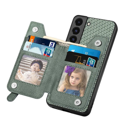 C1-04 For Samsung Galaxy S22+ 5G Case Zipper Wallet Leather Coated PC+TPU Phone Cover