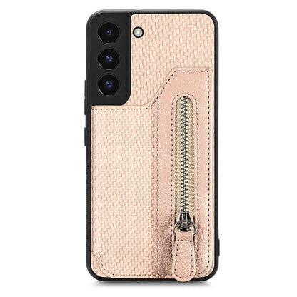 C1-04 For Samsung Galaxy S22+ 5G Case Zipper Wallet Leather Coated PC+TPU Phone Cover