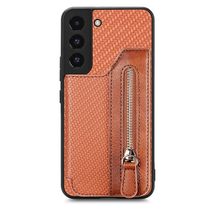 C1-04 For Samsung Galaxy S22+ 5G Case Zipper Wallet Leather Coated PC+TPU Phone Cover