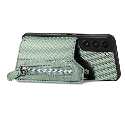 C1-04 For Samsung Galaxy S22 5G Wallet Case Anti-Drop Kickstand PU+PC+TPU Phone Cover