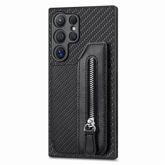 C1-04 For Samsung Galaxy S24 Ultra Case Carbon Fiber Texture PU Leather Coated PC+TPU Phone Cover