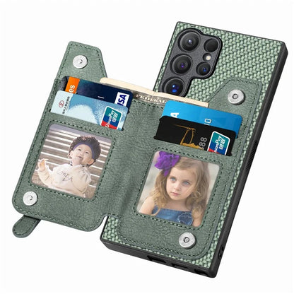 C1-04 For Samsung Galaxy S24 Ultra Case Carbon Fiber Texture PU Leather Coated PC+TPU Phone Cover