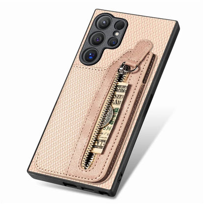 C1-04 For Samsung Galaxy S24 Ultra Case Carbon Fiber Texture PU Leather Coated PC+TPU Phone Cover