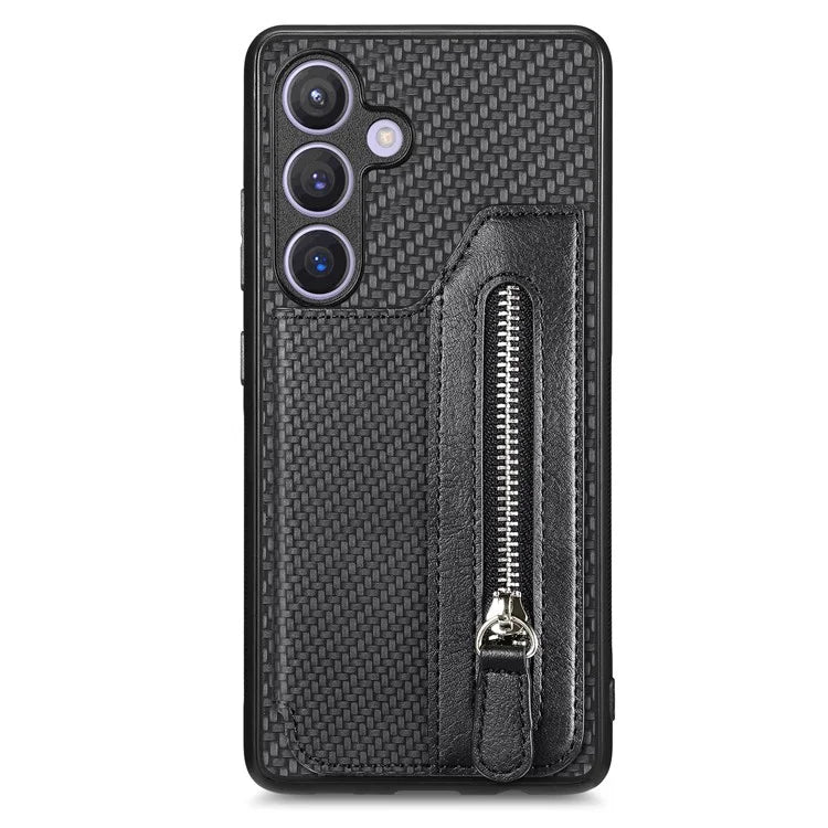 C1-04 For Samsung Galaxy S24 Case Zipper Wallet Leather+PC+TPU Kickstand Phone Cover