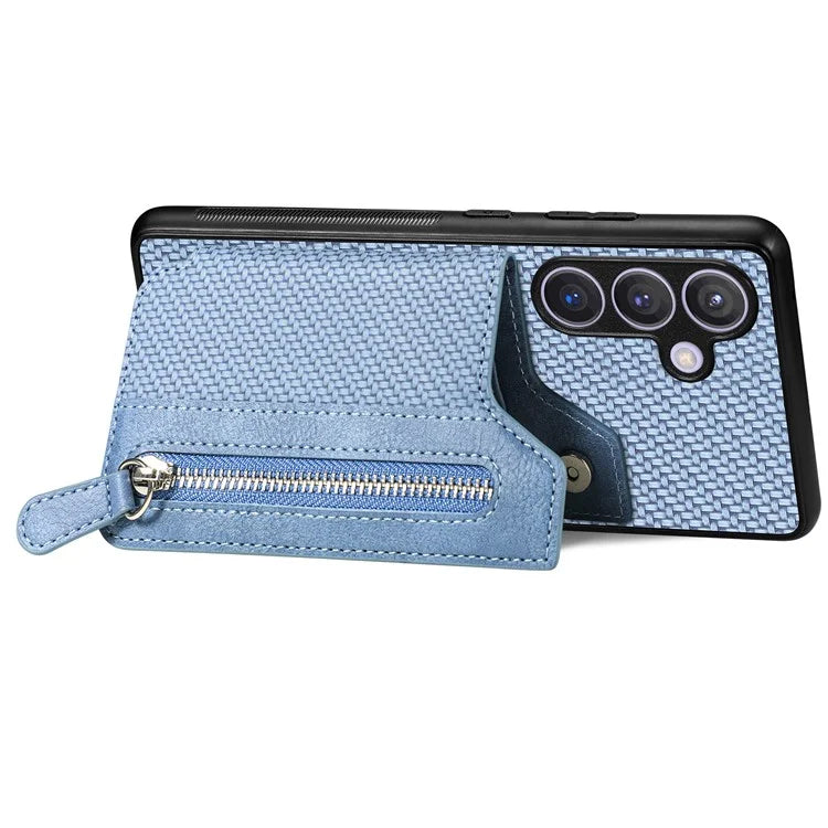 C1-04 For Samsung Galaxy S24 Case Zipper Wallet Leather+PC+TPU Kickstand Phone Cover
