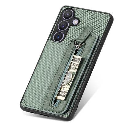 C1-04 For Samsung Galaxy S24 Case Zipper Wallet Leather+PC+TPU Kickstand Phone Cover